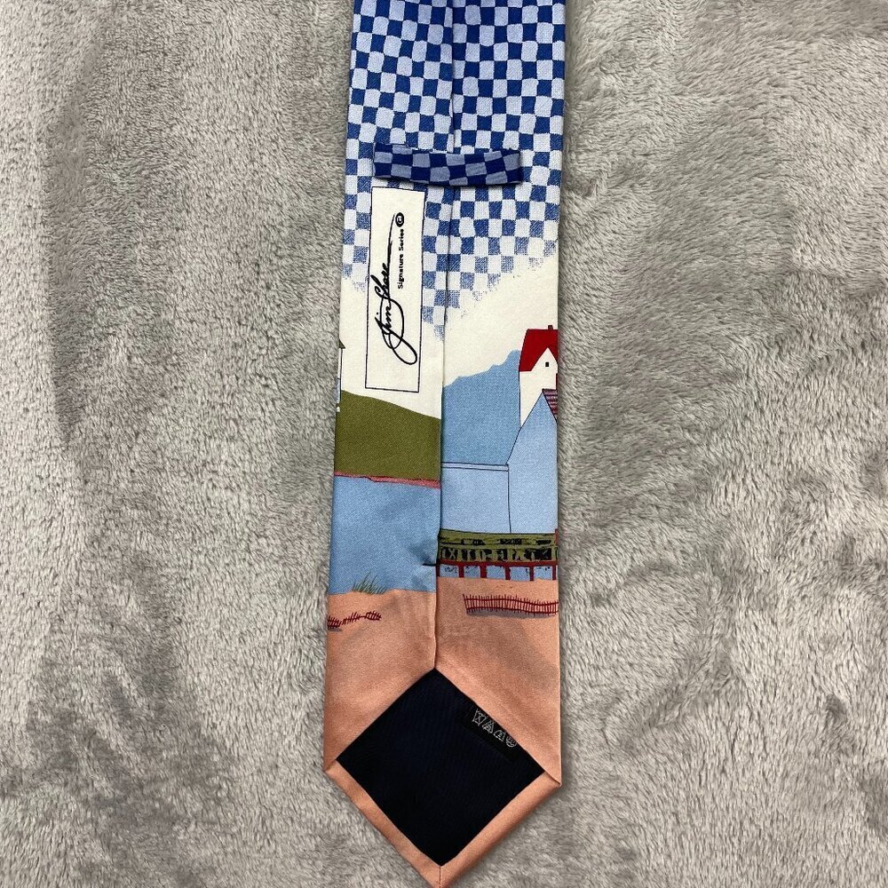 Jim Shore Lighthouse Sailing Themed Men's Classic 100% Silk Neck Tie - Picture 4 of 6
